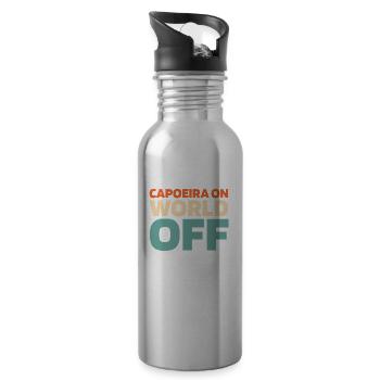 Capoeira Martial Dance Capoeira On World Off - Water bottle with straw - silver - Right