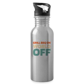 Bbq Grilling Grill Bbq On World Off - Water bottle with straw - silver - Right