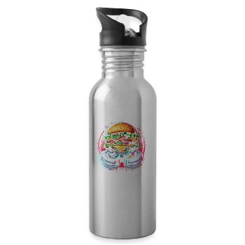 Gamer Gaming Burger Gaming Controller - Trinkflasche mit integriertem Trinkhalm - Lightsilver - Rechts