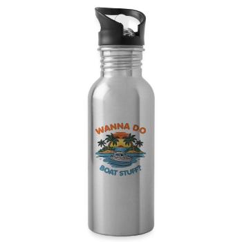 Willst du Boat Stuff machen? Besitzer Kapitän Lustiger Spruch - Trinkflasche mit integriertem Trinkhalm - Lightsilver - Rechts