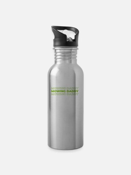 Rasenmäher Mähen - Trinkflasche mit integriertem Trinkhalm - Lightsilver