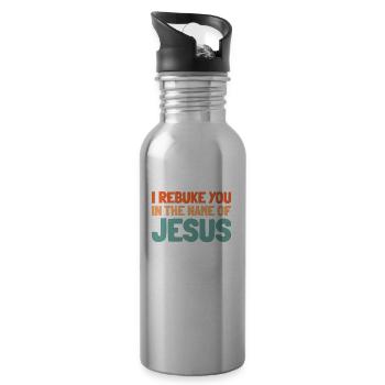 Christ Christentum - Trinkflasche mit integriertem Trinkhalm - Lightsilver - Rechts