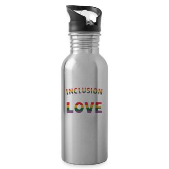 Inklusion ist meine Liebe Sprachlehrerin - Trinkflasche mit integriertem Trinkhalm - Lightsilver - Rechts