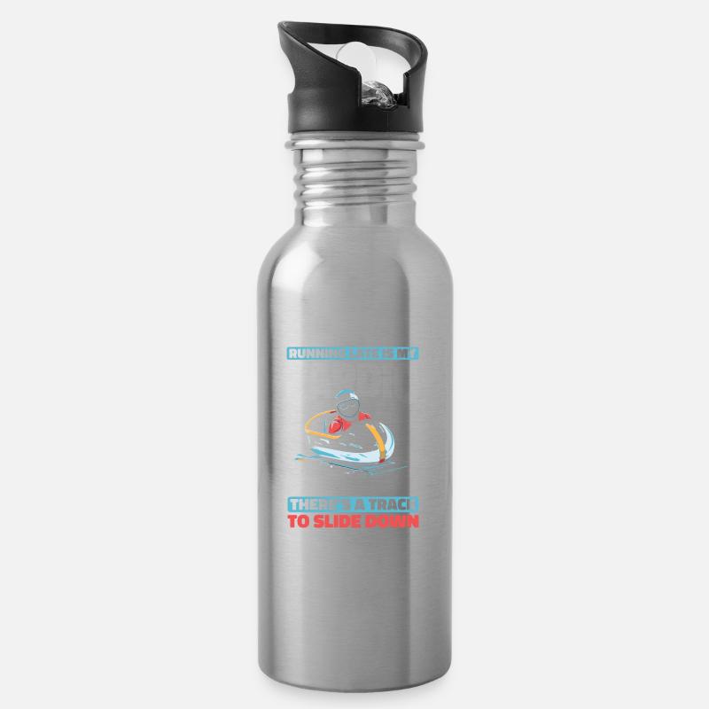 Bobfahren - Trinkflasche mit integriertem Trinkhalm - Lightsilver