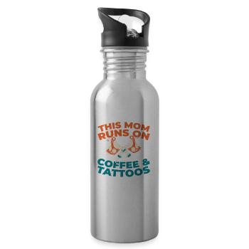 Tattoo Artist Tattoo Coffee Mother Mom - Water bottle with straw - silver - Right