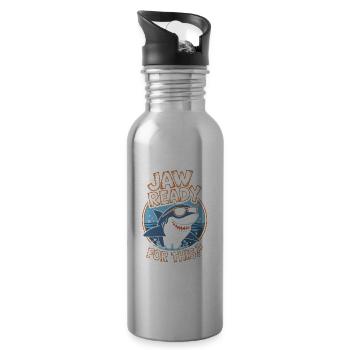 Jaw ready for this? Funny Shark Lover - Water bottle with straw - silver - Right