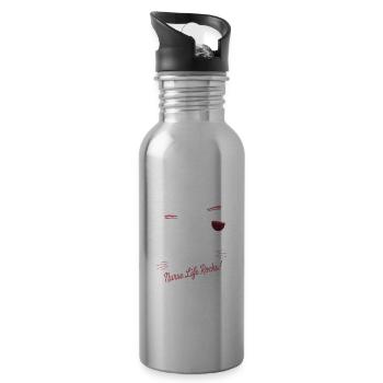Chemotherapie bei Tag Windtherapie bei Nacht Onkologie - Trinkflasche mit integriertem Trinkhalm - Lightsilver - Rechts