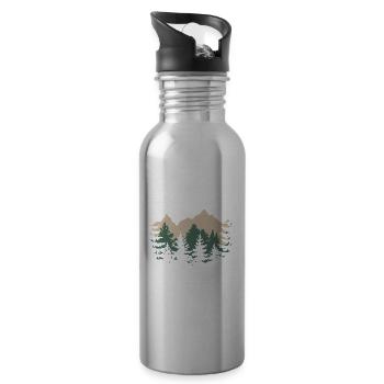 Besser Wald als WLan Natur Camping Wandern Witz - Trinkflasche mit integriertem Trinkhalm - Lightsilver - Rechts