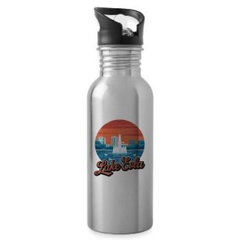 Lake Eola Orlando Florida Vacation Souvenir - Water bottle with straw - silver - Right