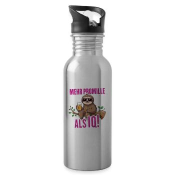 More per mille than IQ Saufen Bier Alkohol Party Fau - Water bottle with straw - silver - Right