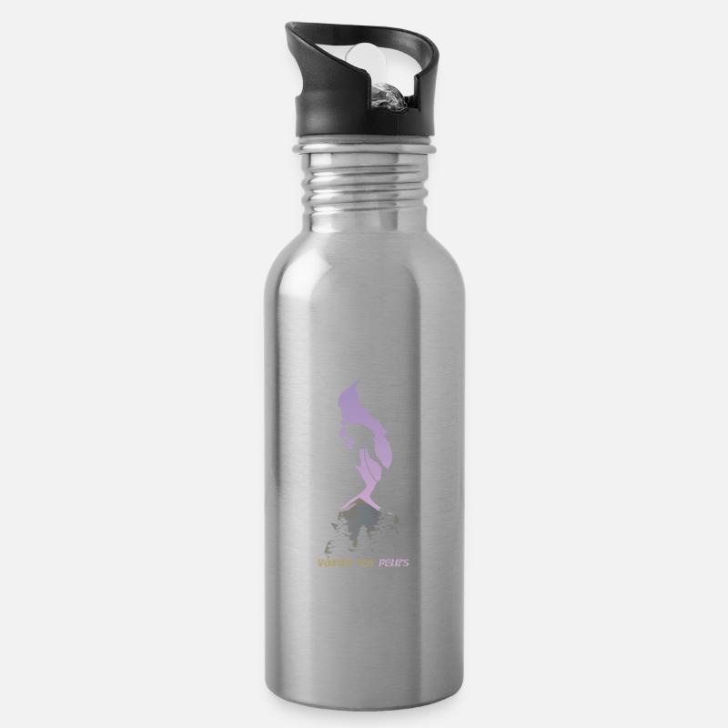 Klettern und Klettern, Klettern und Klettern, Klettern - Trinkflasche mit integriertem Trinkhalm - Lightsilver