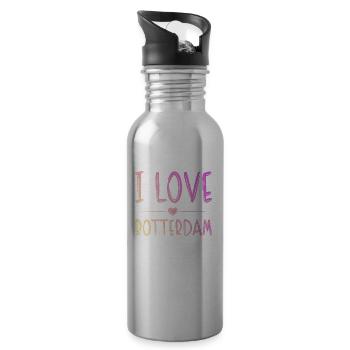 I Love Rotterdam - Trinkflasche mit integriertem Trinkhalm - Lightsilver - Rechts