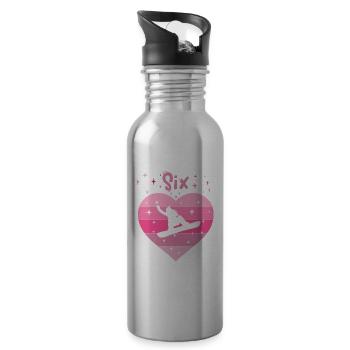 6. Geburstag Snowboard Skiurlaub Mädchen Tochter - Trinkflasche mit integriertem Trinkhalm - Lightsilver - Rechts
