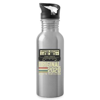 4. Geschenk zum Jubiläum im Retro-Stil 2020 - Trinkflasche mit integriertem Trinkhalm - Lightsilver - Rechts