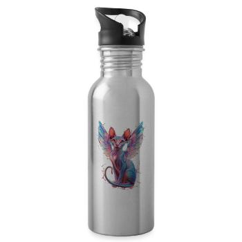 Sphynx Katze für Katzenliebhaber - Trinkflasche mit integriertem Trinkhalm - Lightsilver - Rechts