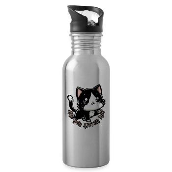 Ein nettes Kätzchen. Lustige Inschrift. Du bist mein Kätzchen. - Trinkflasche mit integriertem Trinkhalm - Lightsilver - Rechts