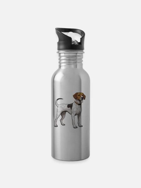 Chien Beagle - Gourde avec paille intégrée - argent clair