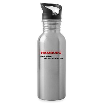 Hamburger Weg - Trinkflasche mit integriertem Trinkhalm - Lightsilver - Rechts