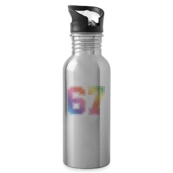 67 Numéro coloré - Gourde avec paille intégrée - argent clair - Droite
