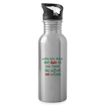 Ich hasse Menschen lustiger Spruch für Zyniker - Trinkflasche mit integriertem Trinkhalm - Lightsilver - Rechts