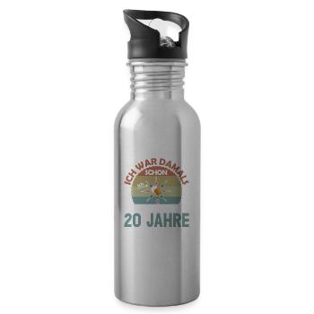 Ich war damals schon der Schnellste 20. Geburtstag - Trinkflasche mit integriertem Trinkhalm - Lightsilver - Rechts