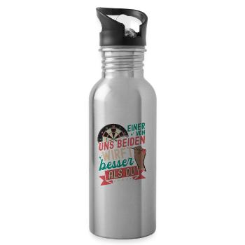 Einer von uns beiden wirft besser als du Dart - Trinkflasche mit integriertem Trinkhalm - Lightsilver - Rechts