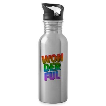 Wonderful | Strahle mit positiver LGBTQ Energie - Trinkflasche mit integriertem Trinkhalm - Lightsilver - Rechts