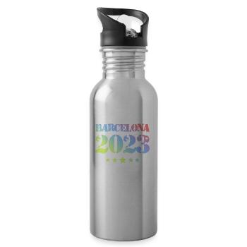 Barcelona 2023 - Trinkflasche mit integriertem Trinkhalm - Lightsilver - Rechts