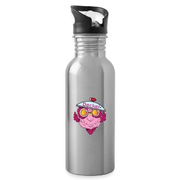 Eule im Pärchenlook mit Deckel ohne Topf - Trinkflasche mit integriertem Trinkhalm - Lightsilver - Rechts