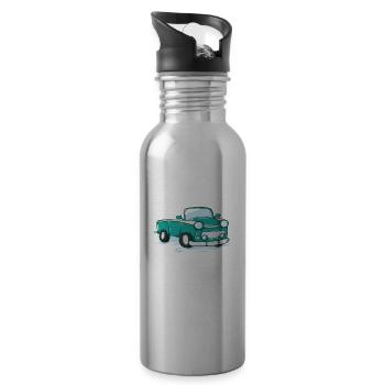 Auto Trabi en bande dessinée - Gourde avec paille intégrée - argent clair - Droite