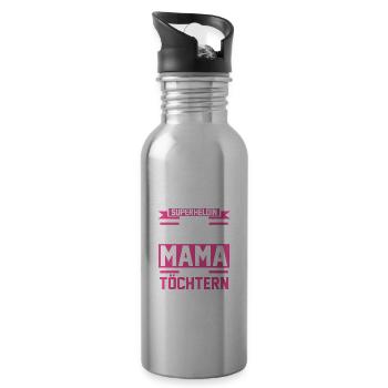 Mama 2 Töchter Ehemann Geschenk - Trinkflasche mit integriertem Trinkhalm - Lightsilver - Rechts