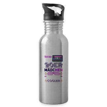 90er Mädchen Retro 90er Jahre Geschenk - Trinkflasche mit integriertem Trinkhalm - Lightsilver - Rechts
