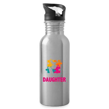 Stolzer Vater Einer Besonderen Tochter - Trinkflasche mit integriertem Trinkhalm - Lightsilver - Rechts