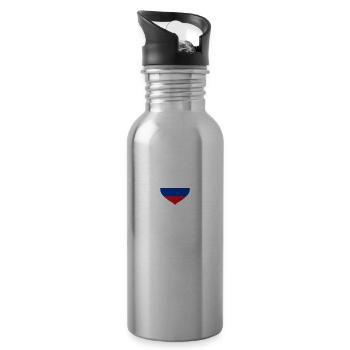 Russland-Flagge Heartbeat Russland Russische - Trinkflasche mit integriertem Trinkhalm - Lightsilver - Rechts