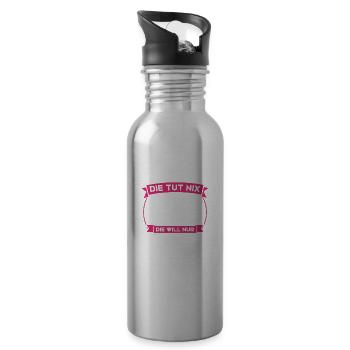 Camping Frau Wohnmobil Camping Geschenk - Trinkflasche mit integriertem Trinkhalm - Lightsilver - Rechts