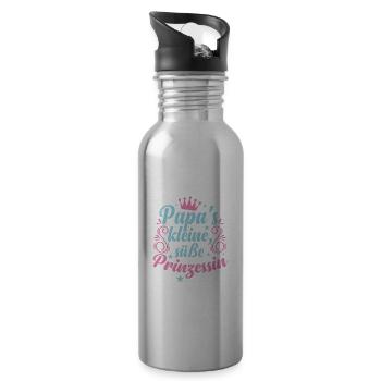 Papa's kleine, süße Prinzessin Mädchen - Trinkflasche mit integriertem Trinkhalm - Lightsilver - Rechts