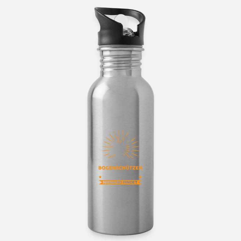 Bogenschießen Bogenschiessen Geschenk - Trinkflasche mit integriertem Trinkhalm - Lightsilver
