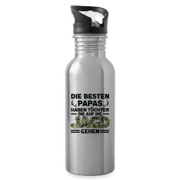 Jagd Vater Tochter Jagd Jagd Geschenk - Trinkflasche mit integriertem Trinkhalm - Lightsilver - Rechts