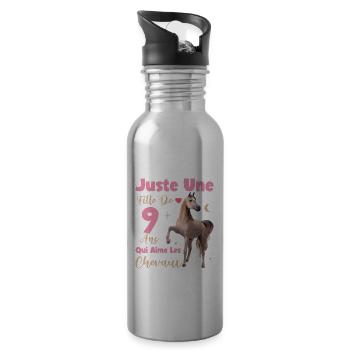 anniversaire noel fille 9 ans chevaux étoiles 9ème - Gourde avec paille intégrée - argent clair - Droite