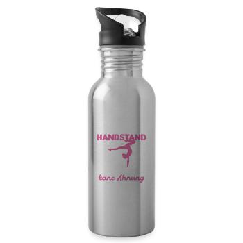 Handstand Turnerin Handstände Geschenk - Trinkflasche mit integriertem Trinkhalm - Lightsilver - Rechts