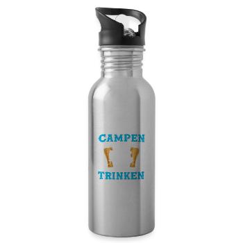 Campen Bier Wohnmobil Geschenk - Trinkflasche mit integriertem Trinkhalm - Lightsilver - Rechts