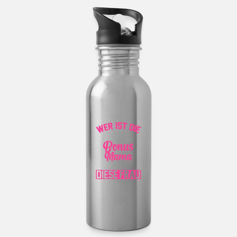 Bonus Mama Stiefmutter Stiefmama Geschenk - Trinkflasche mit integriertem Trinkhalm - Lightsilver