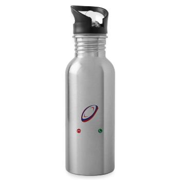 Le ballon m'appelle rugby sport passion téléphone - Gourde avec paille intégrée - argent clair - Droite