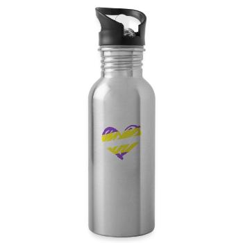 Non-binary non-binary flag LGBTQ gift - Water bottle with straw - silver - Right