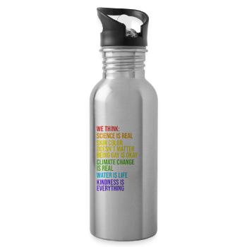 LGBT Gay Support LGBTQ Gift - Water bottle with straw - silver - Right