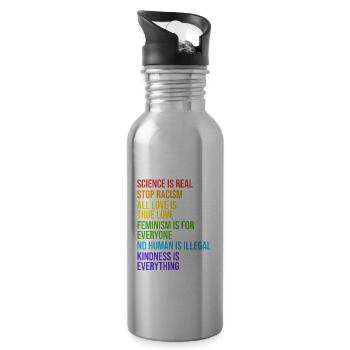 18 Science is Real Stop racism - Trinkflasche mit integriertem Trinkhalm - Lightsilver - Rechts