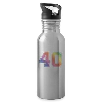 40 Zahl Bunt - Trinkflasche mit integriertem Trinkhalm - Lightsilver - Rechts
