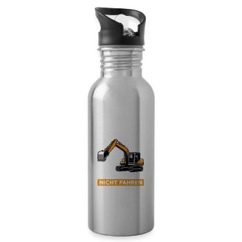 Bagger Baustelle Baggerfahrer Geschenk - Trinkflasche mit integriertem Trinkhalm - Lightsilver - Rechts