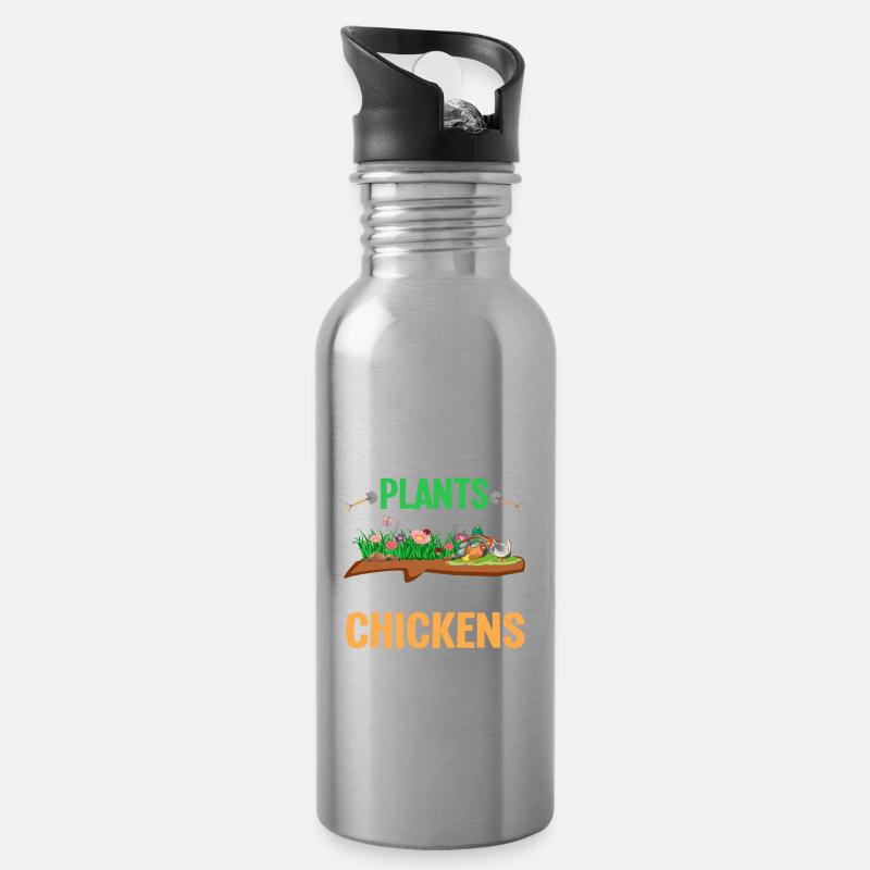 Hühnergarten Hühnergarten Geschenk - Trinkflasche mit integriertem Trinkhalm - Lightsilver