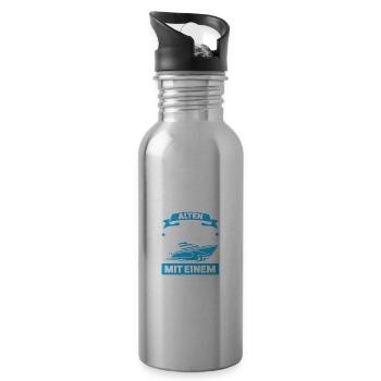 Boot Segeln Bootfahrer Geschenk - Trinkflasche mit integriertem Trinkhalm - Lightsilver - Rechts